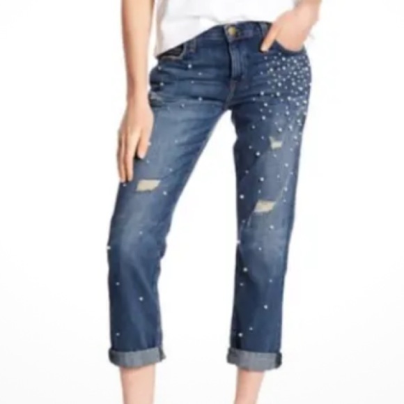 Current/Elliott L40904 Women's Destroy The Fling Pearl Accent Crop Jeans Size 28 - Picture 3 of 13